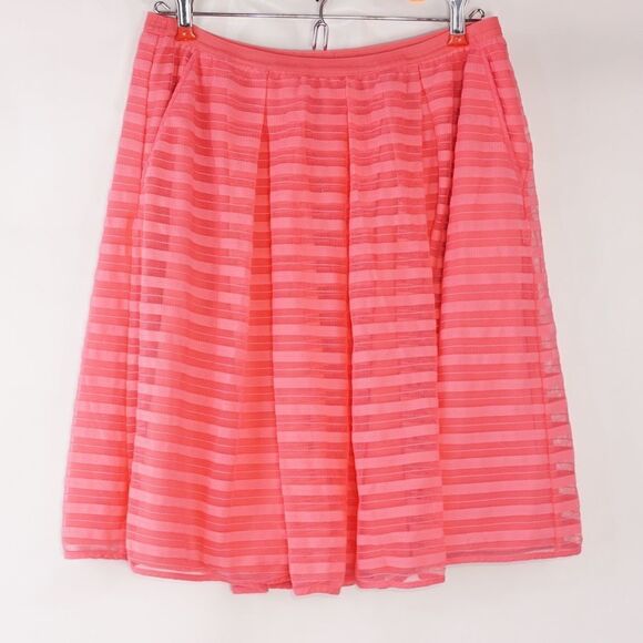 ANTHROPOLOGIE Maeve Coral Layered Midi Skirt, Sz 6 - Picture 1 of 5